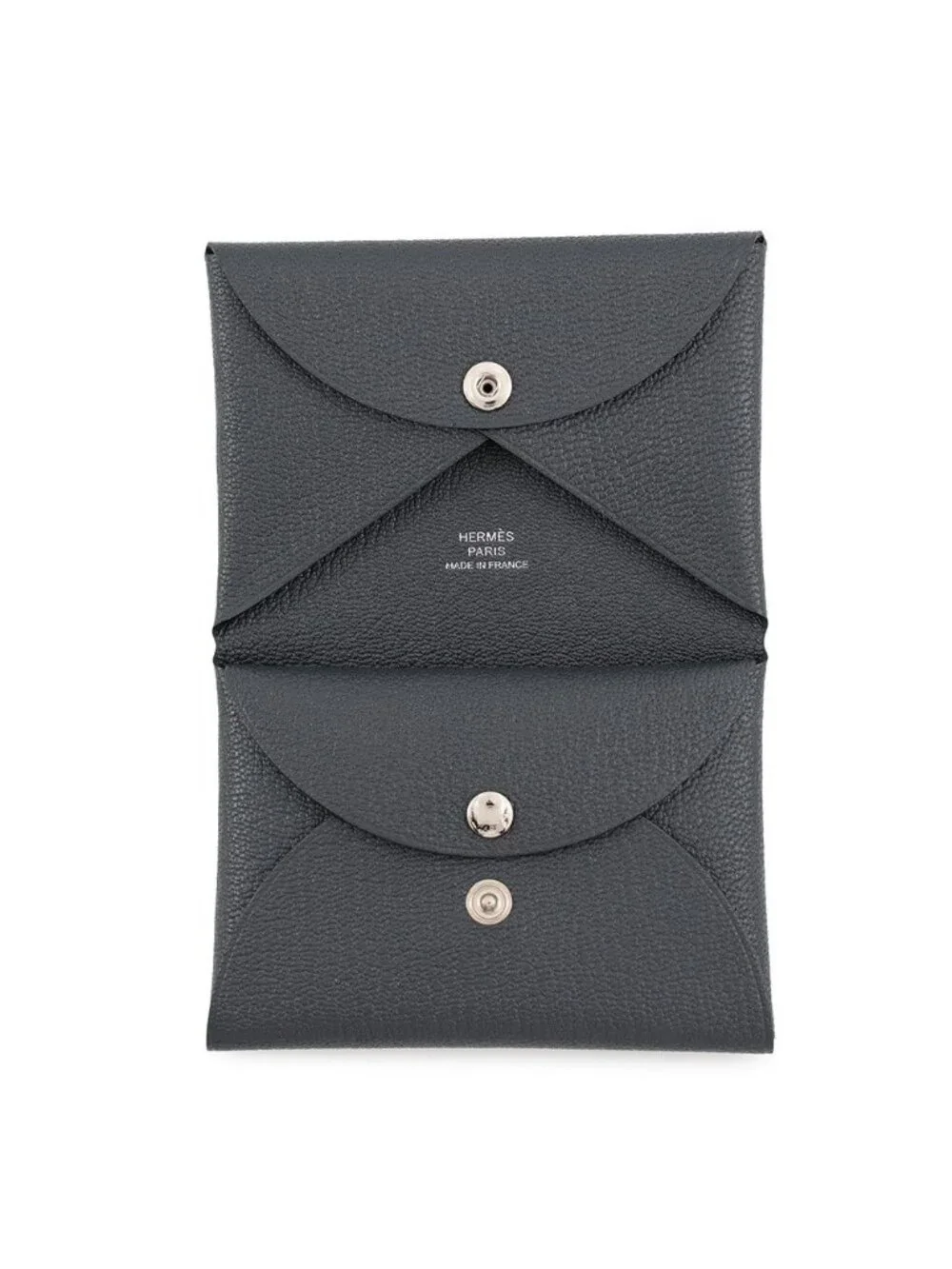 Hermes Coin Purse Calvi Duo Gris Misty Silver Chevre Mysore